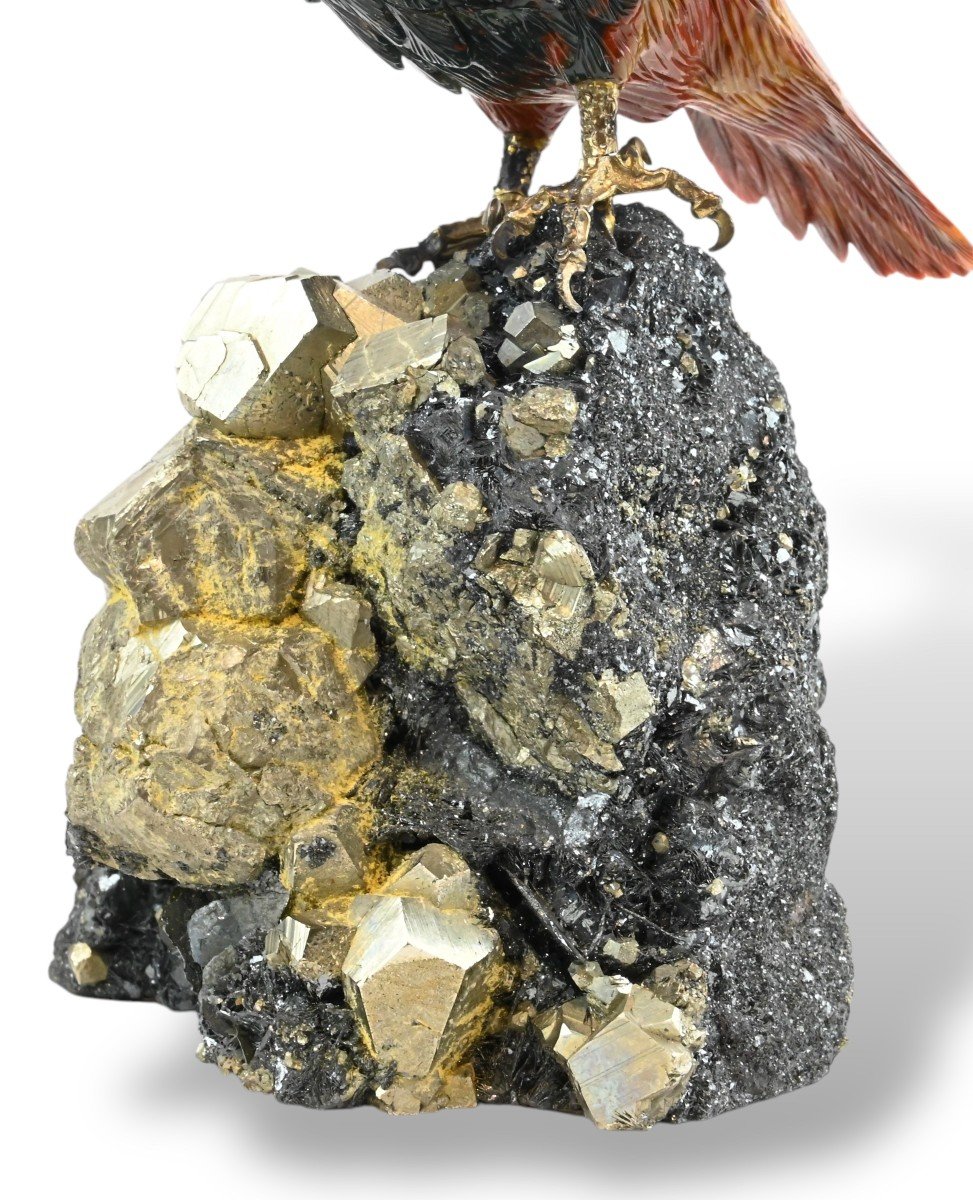 Erwin Klein - Owl In Hard Stone And Semi-precious Stones - Switzerland 1980s-photo-4